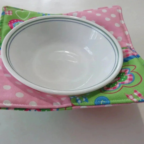 Microwave bowl cozy, patchwork soup bowl cozy - Picture 4 of 4